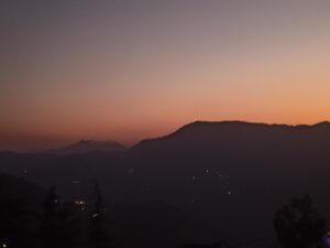Golden hour shot of Taradevi mountain peak from Khalini, Shimla