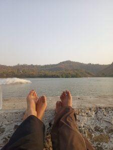 Sitting around the Tikkar Taal (Tikkar Lake) and relaxing