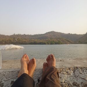 Sitting around the Tikkar Taal (Tikkar Lake) and relaxing